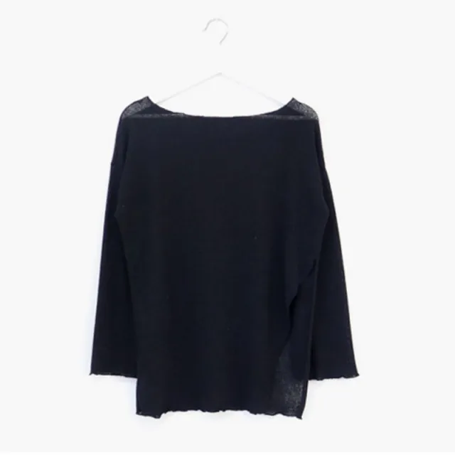 South Korea Chic Idle Style Thin Ice Silk Long Sleeve Knitwear Black - Shop at LoveMi