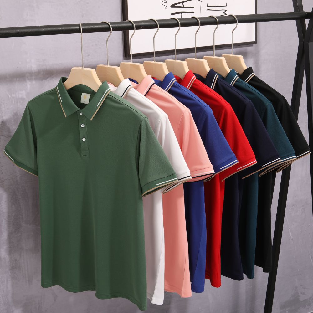 Men's Short-Sleeve Pullover Shirt New Style Embroidered Youthful Lapel Design