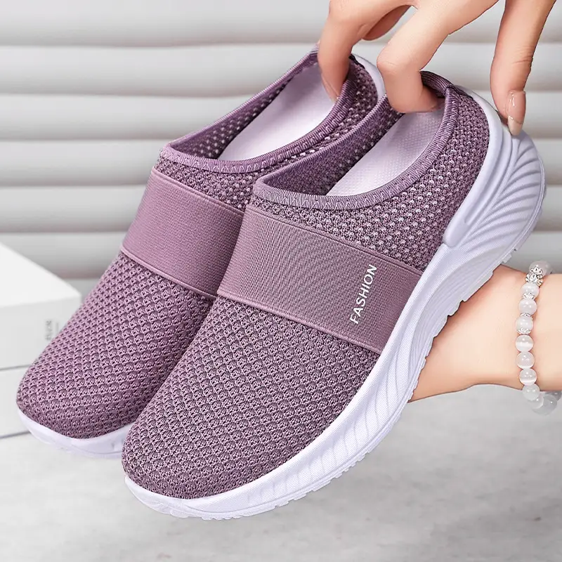 Breathable Non-stuffy Feet Mesh Slip-on Half Slippers Soft Bottom