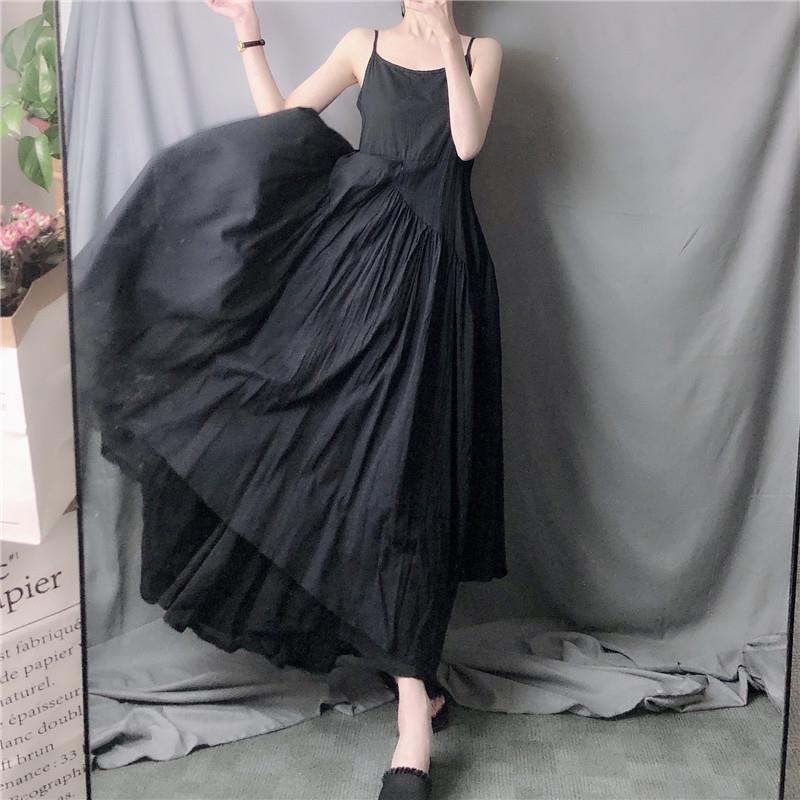 Super Long Irregular Swing Suspender Skirt