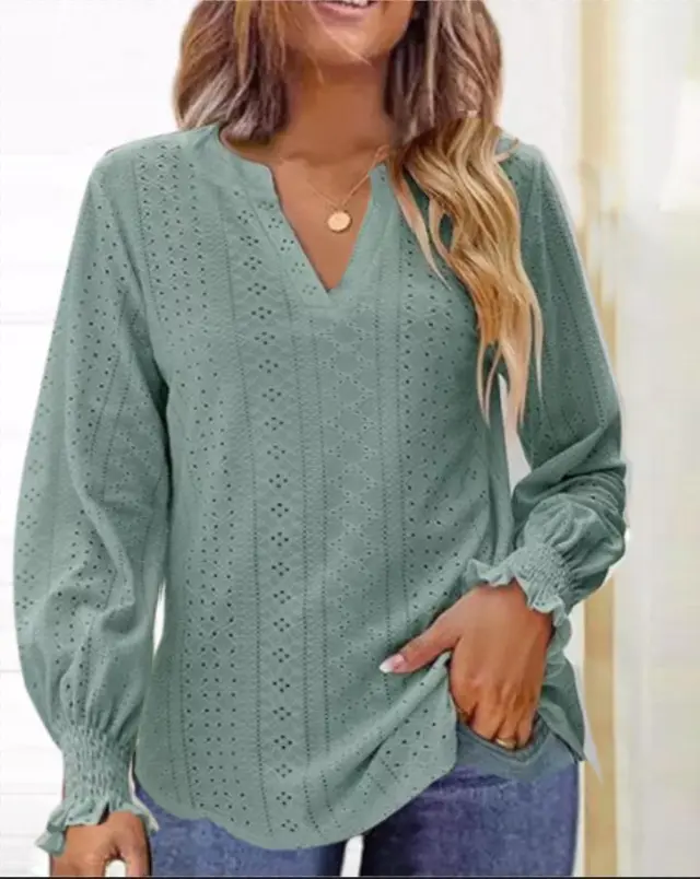 Summer New Ladies T shirt Hollow out Waist Ruffle Sleeve Casual Top Green - Shop at LoveMi