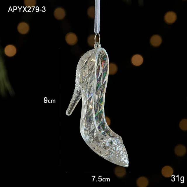 Christmas Colorful Transparent Acrylic Hang Decorations High Heels - Shop at LoveMi
