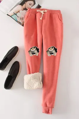 Autumn And Winter New Fleece lined Warm Leggings Watermelon Red - Shop at LoveMi