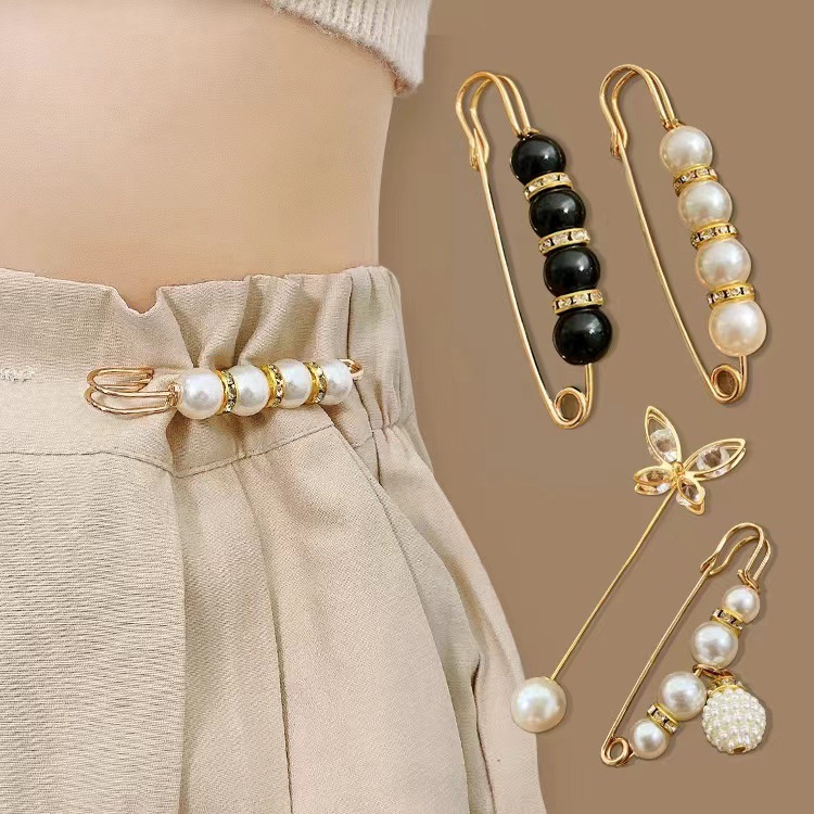 Pearl Geometric Brooch For Women, Alloy Clothing Accessory Pin, Waist Buckle