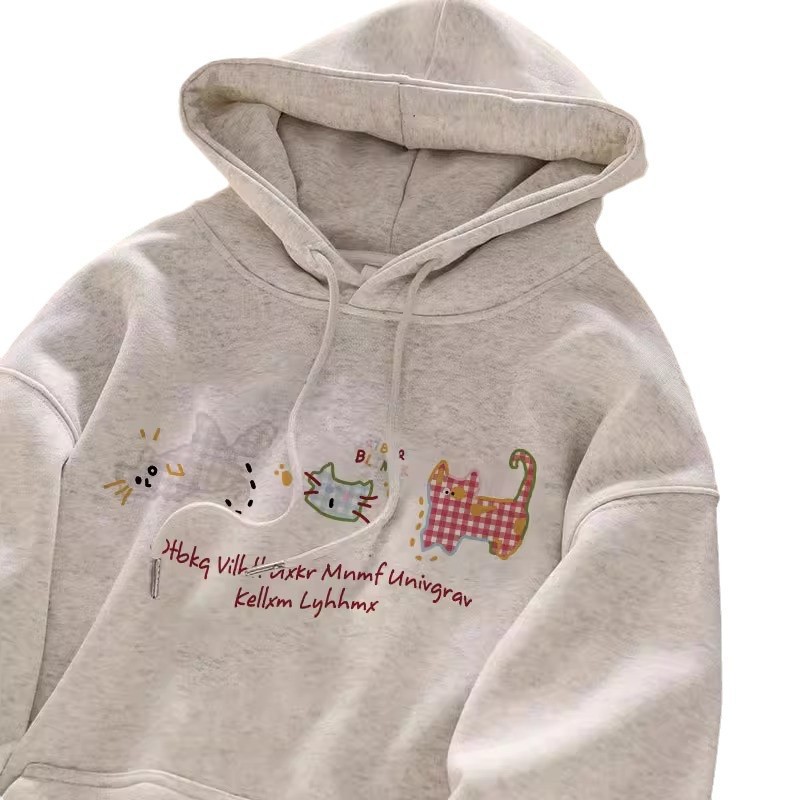 Fleece-Lined Thickened Hooded Sweatshirt Coat