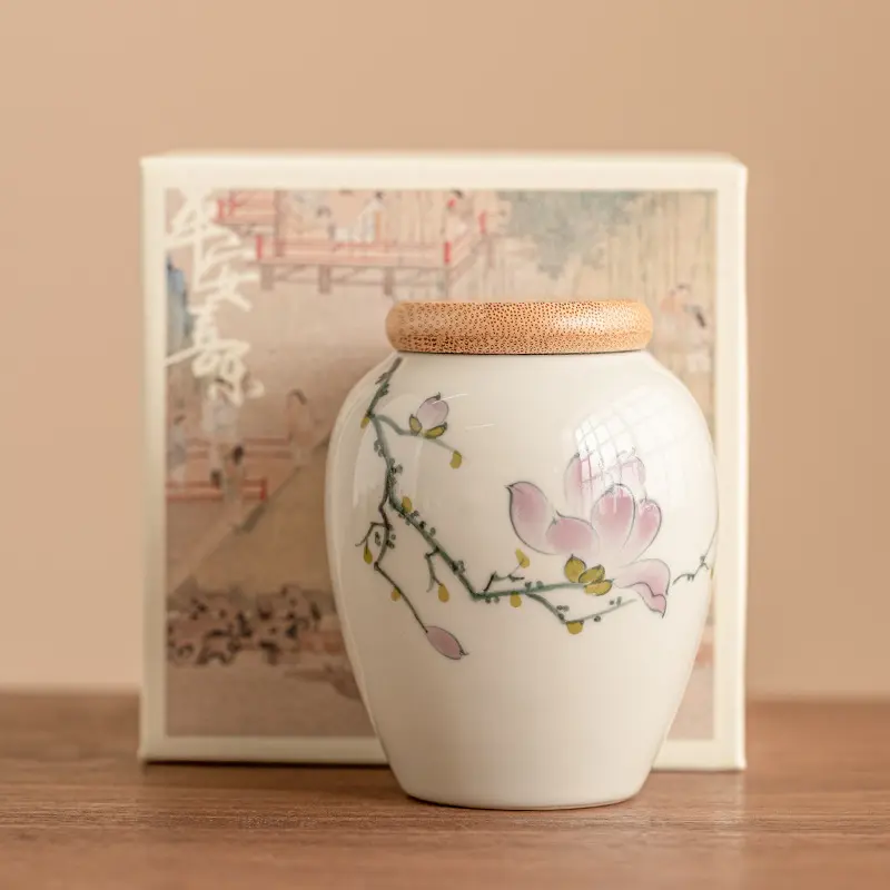 Chinese Hand-painted Ceramic Tea Jar Sealed Storage