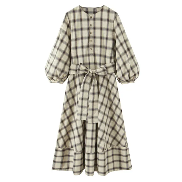 Summer European And American Style Belt Shirt Dress Checkered - Shop at LoveMi