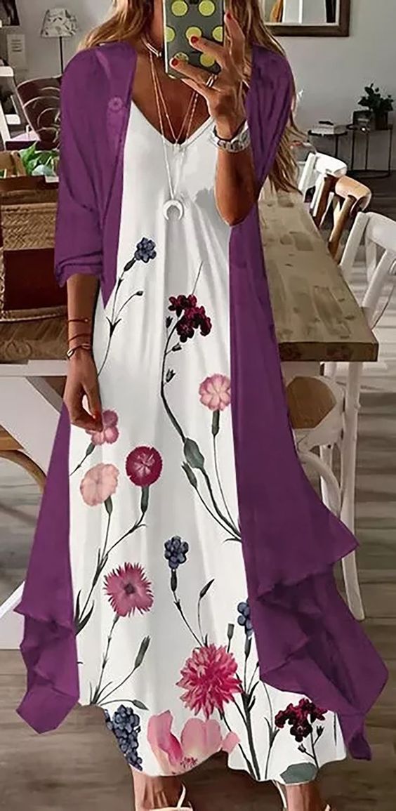 Women's Print Holiday Suspender Dress Indian Style Large Swing Skirt Two piece Set Purple - Shop at LoveMi