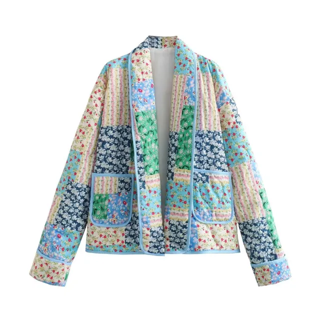 Women's Street Fashion Printed Wide Cotton padded Coat Floral Pattern - Shop at LoveMi
