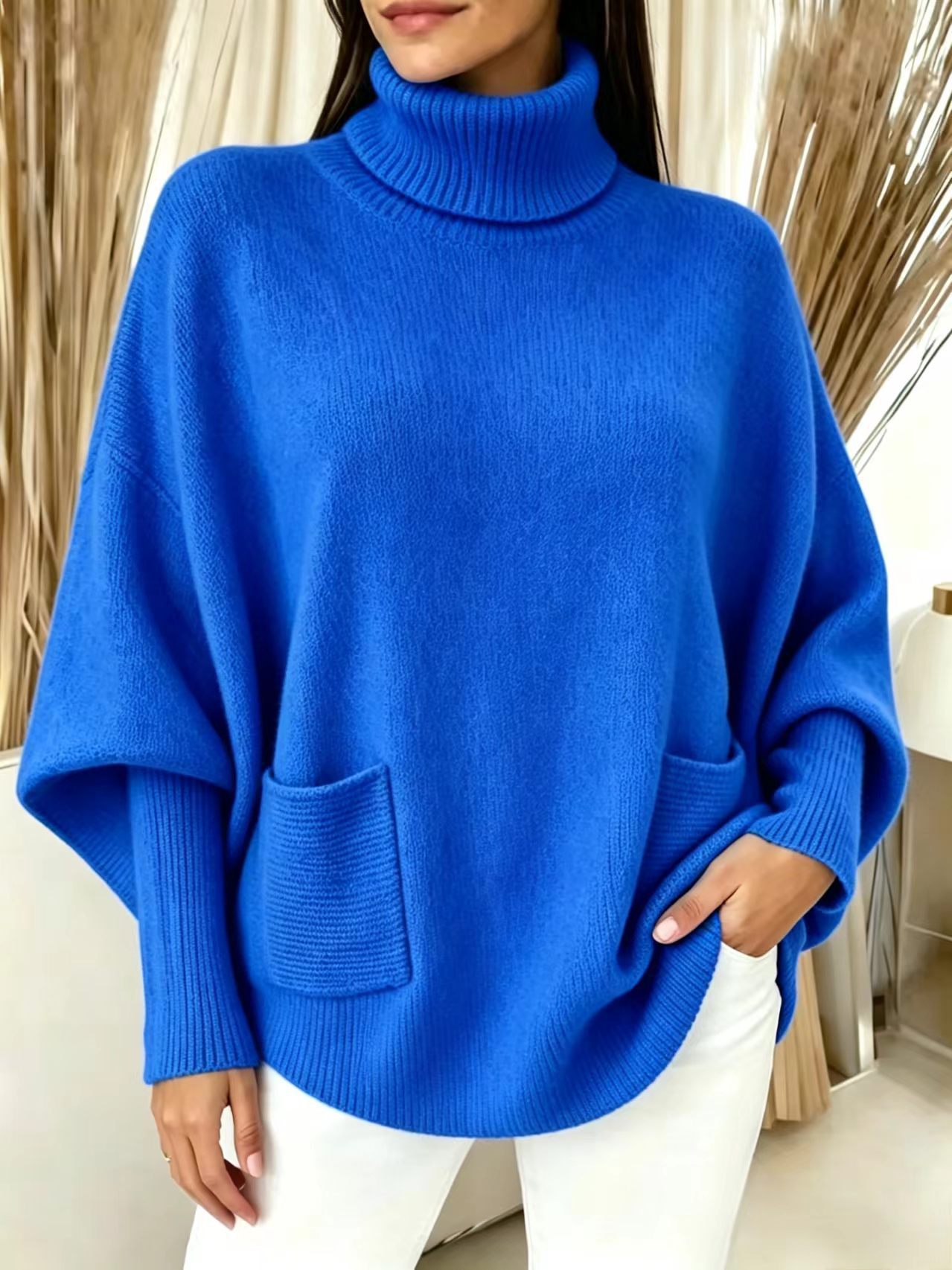 Oversized turtleneck sweater – flat lay showing all twelve color options