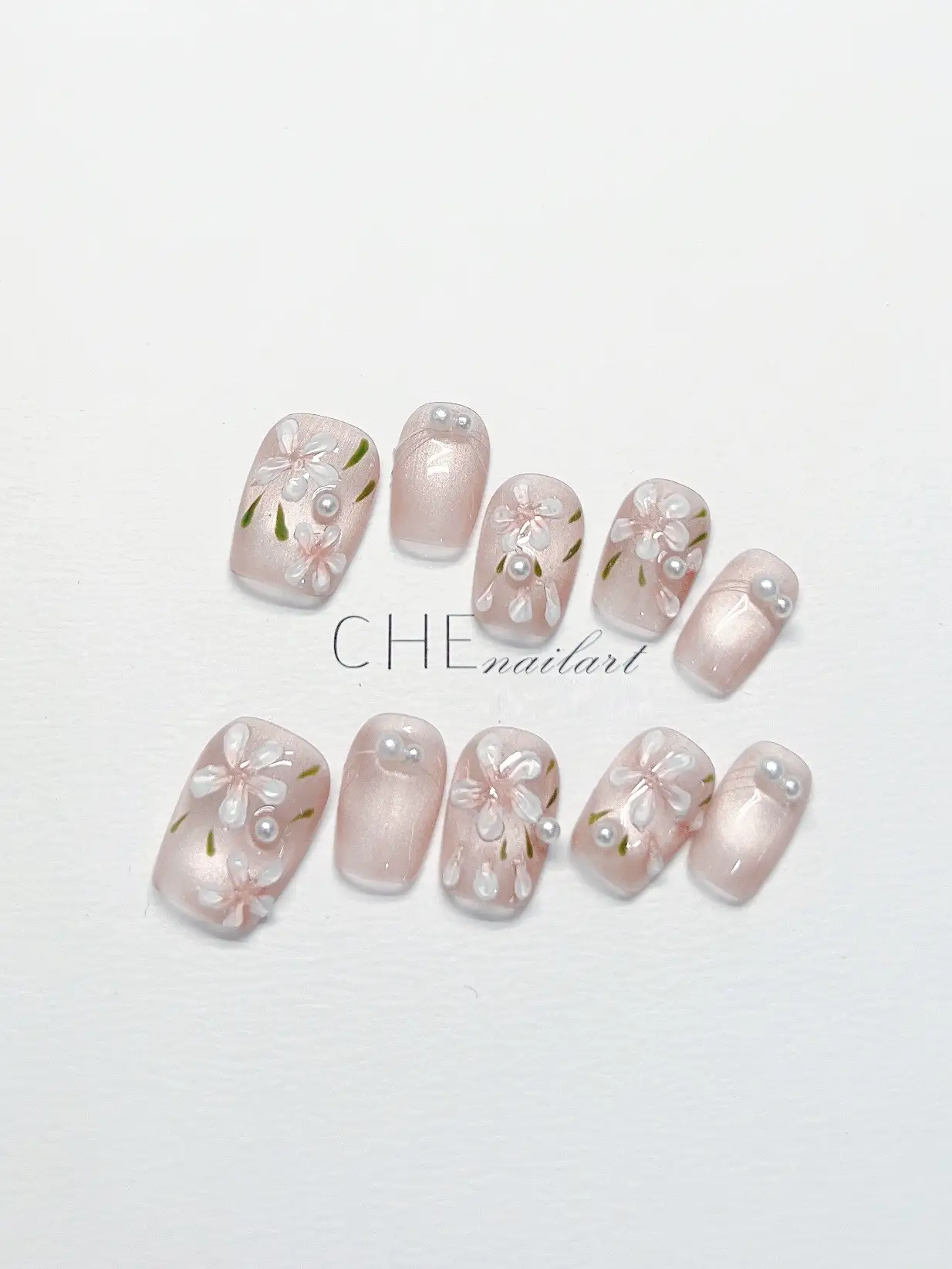 Flower Pearl Light Luxury Handmade Custom Manicure Short Wear Nail Tip