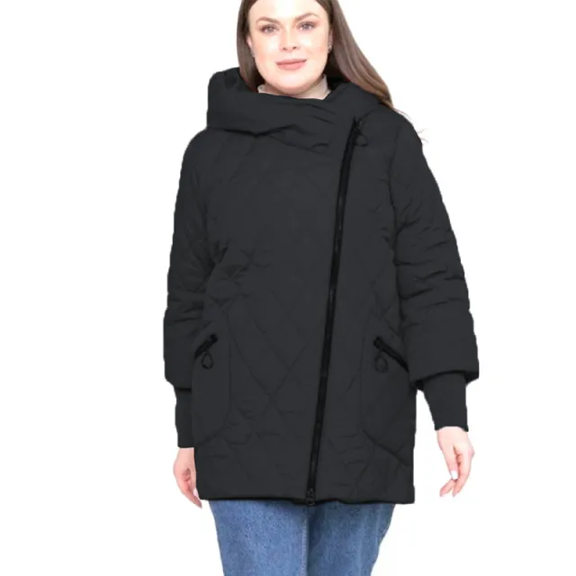 Women's Quilted Cotton Coat Mid length Winter Clothing Coat Black - Shop at LoveMi