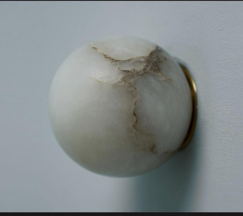 Spanish Onyx Wall Sconc  Round Globe Lamp Vintage Chinese Wabi-Sabi Style