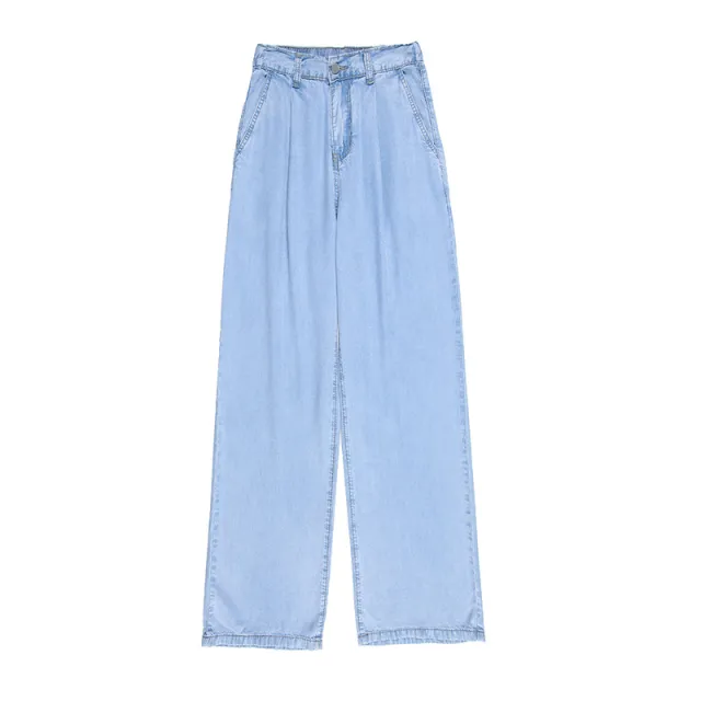 High Waist Wide Leg Lyocell Jeans Women's Summer Wear 9006 Trousers - Shop at LoveMi