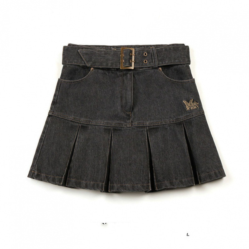 Summer Butterfly Embroidery Hot Girl Denim Skirt Gray - Shop at LoveMi