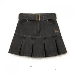 Summer Butterfly Embroidery Denim Skirt - Black Gray - View 1