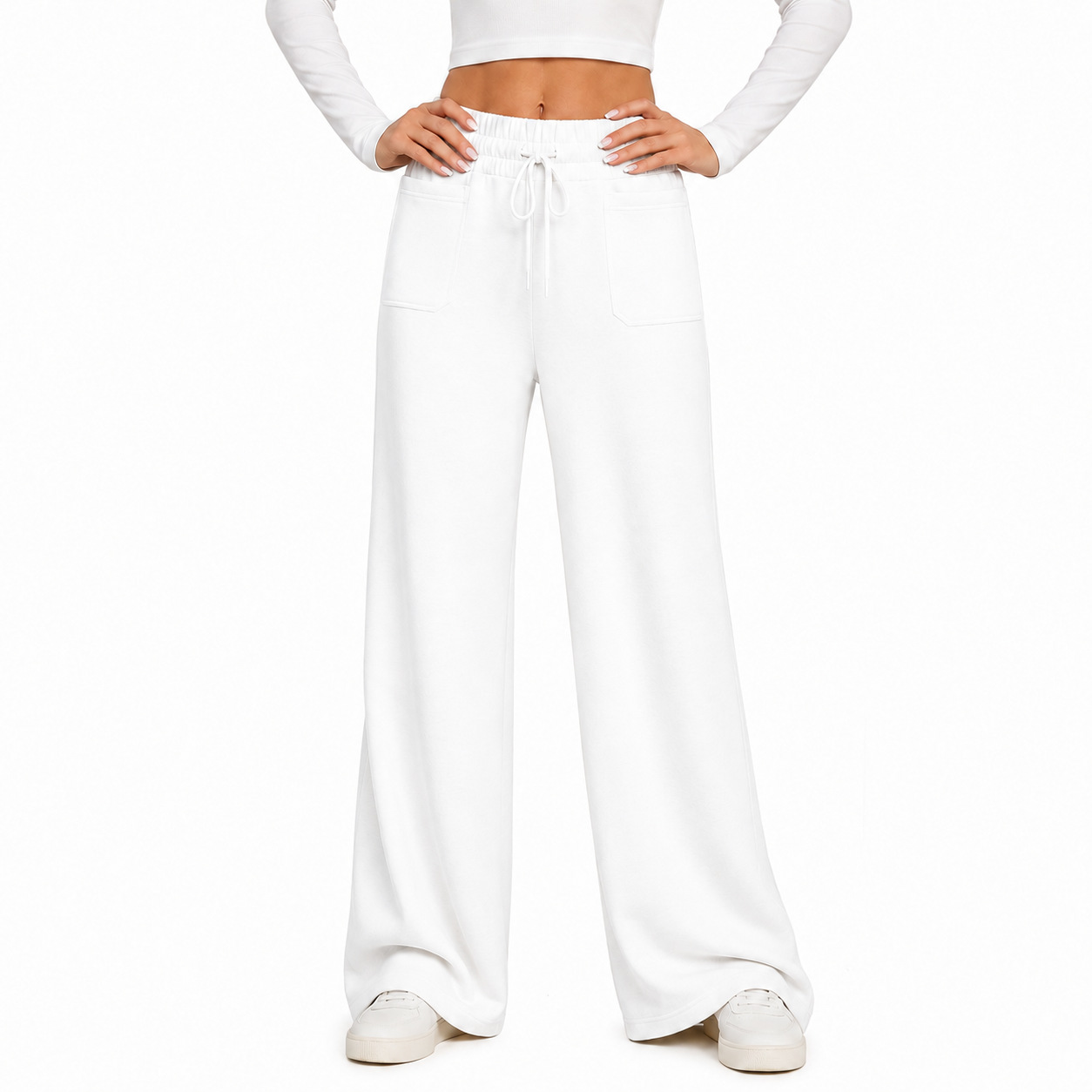 Wide-leg Pants Womens Loose Straight-leg Casual Trousers
