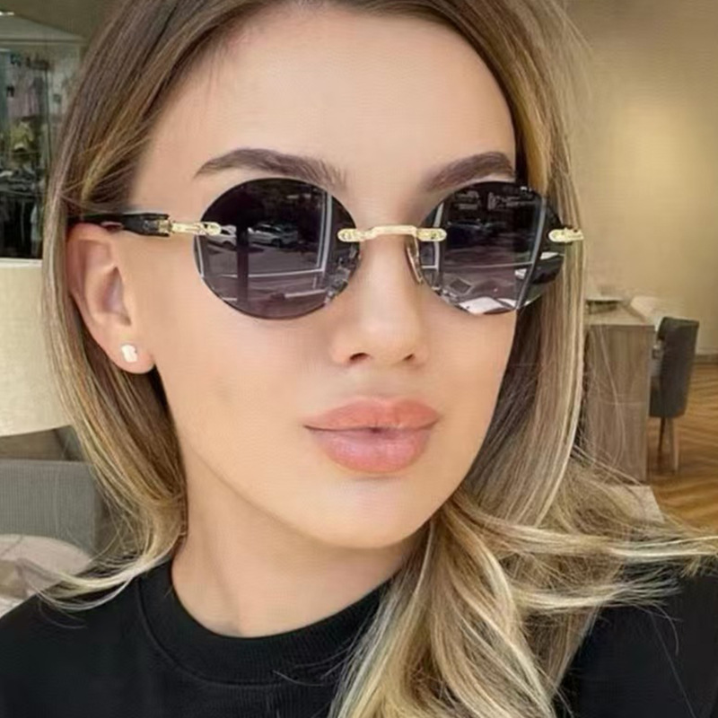 Women's All-match Frameless Trimming Oval Sunglasses - Image 11