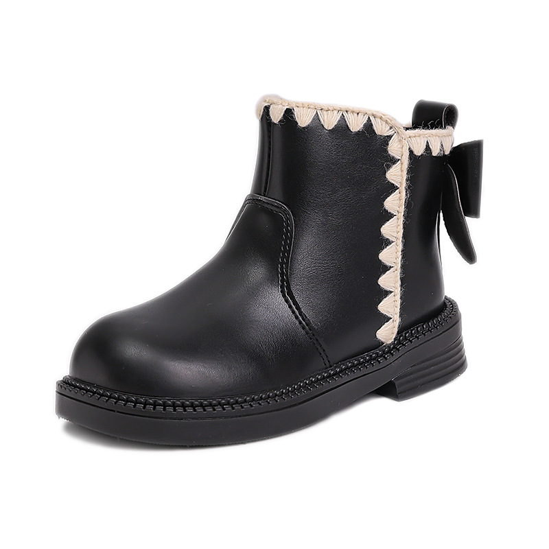 Girls' Soft-soled Velvet-lined Leather Boots - Image 4