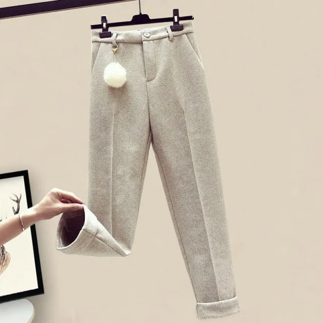 Women's Casual Sweater Haren Pants And Velvet Cotton Suit Set Apricot Pants - Shop at LoveMi