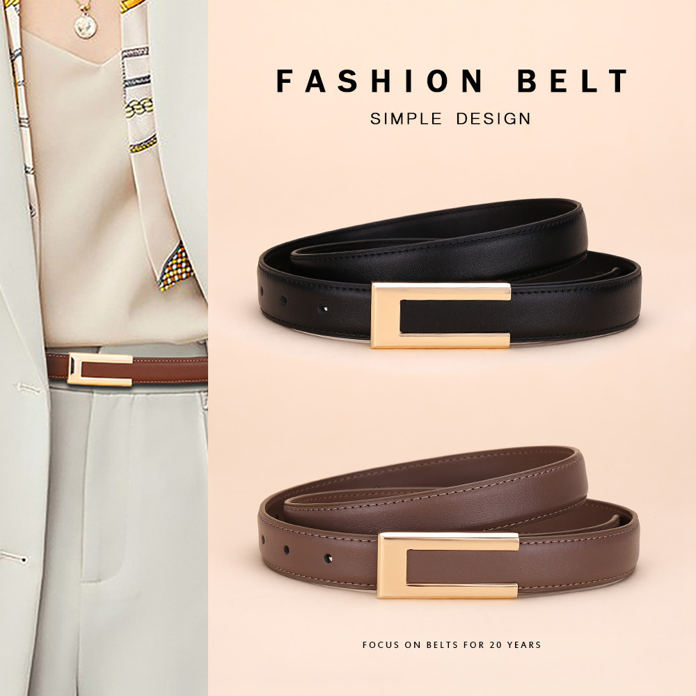 Women's Smooth-buckle Genuine Leather Belt