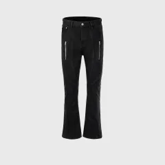 Women's Slim Fit Trousers Stitching Zipper Jeans - Black - View 1