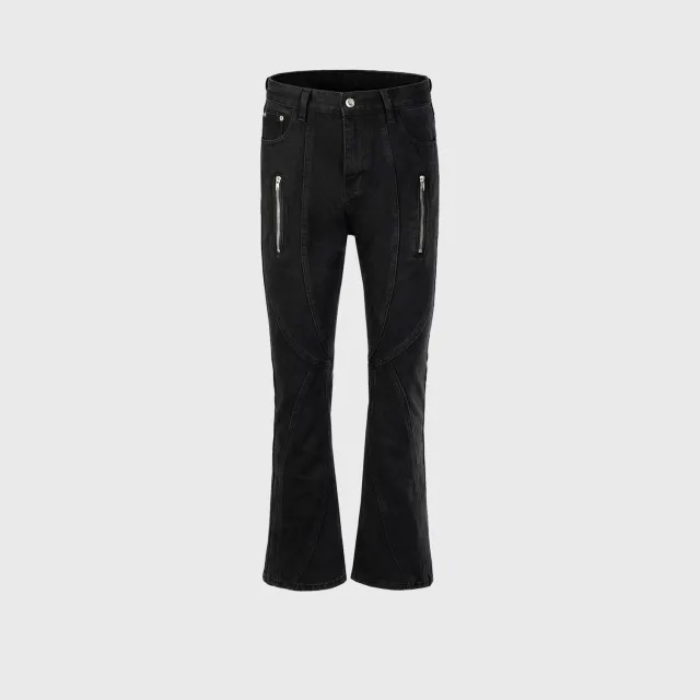 Women's Slim Fit Trousers Stitching Zipper Jeans Black - Shop at LoveMi