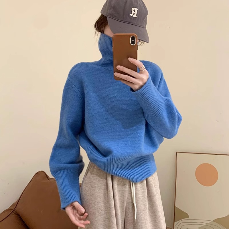 Fashion Pure Color Thickened High Collar Bottoming Sweater