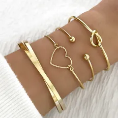 Vintage Gold Crystal Heart Letter Love Bangle Bracelet For Women Fashion Multi-layer Geometric Charm Bracelets Jewellery Gifts - S1183Hb - View 1