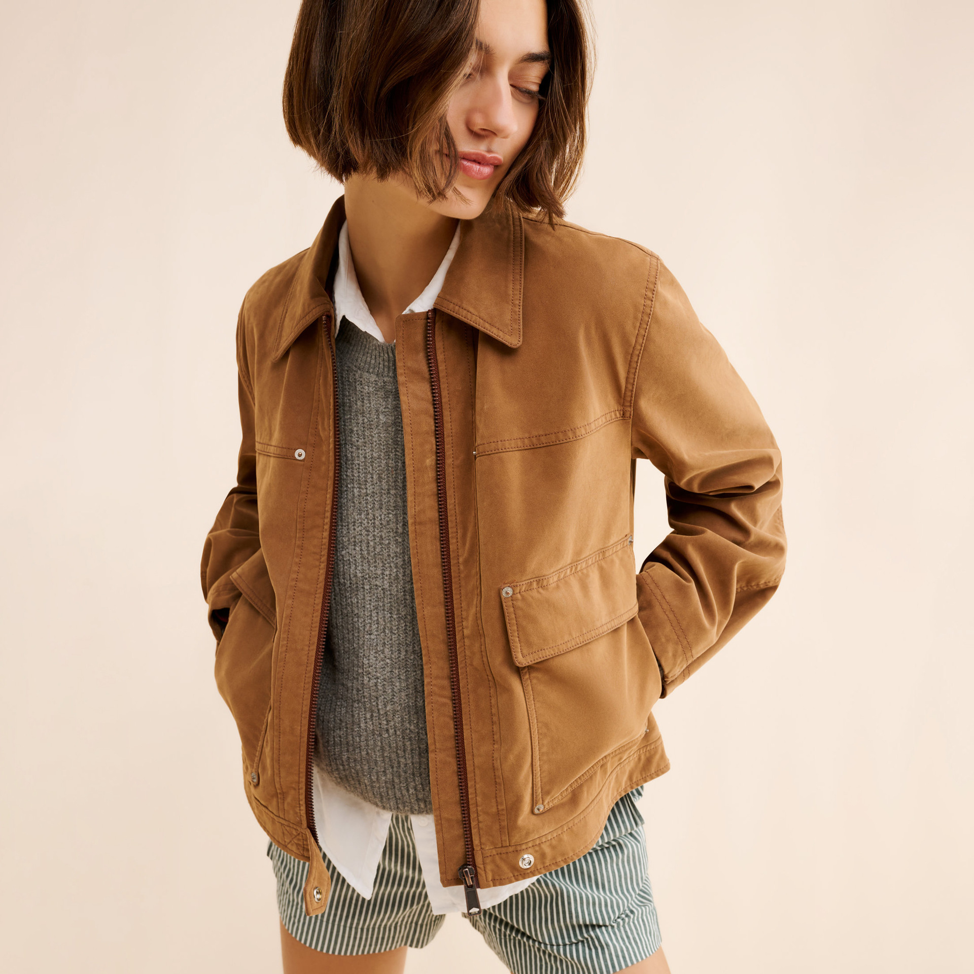 Multi-pocket Retro Casual Short Jacket