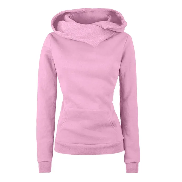 Irregular Hooded Sweater Long Sleeve Women Pink - Shop at LoveMi