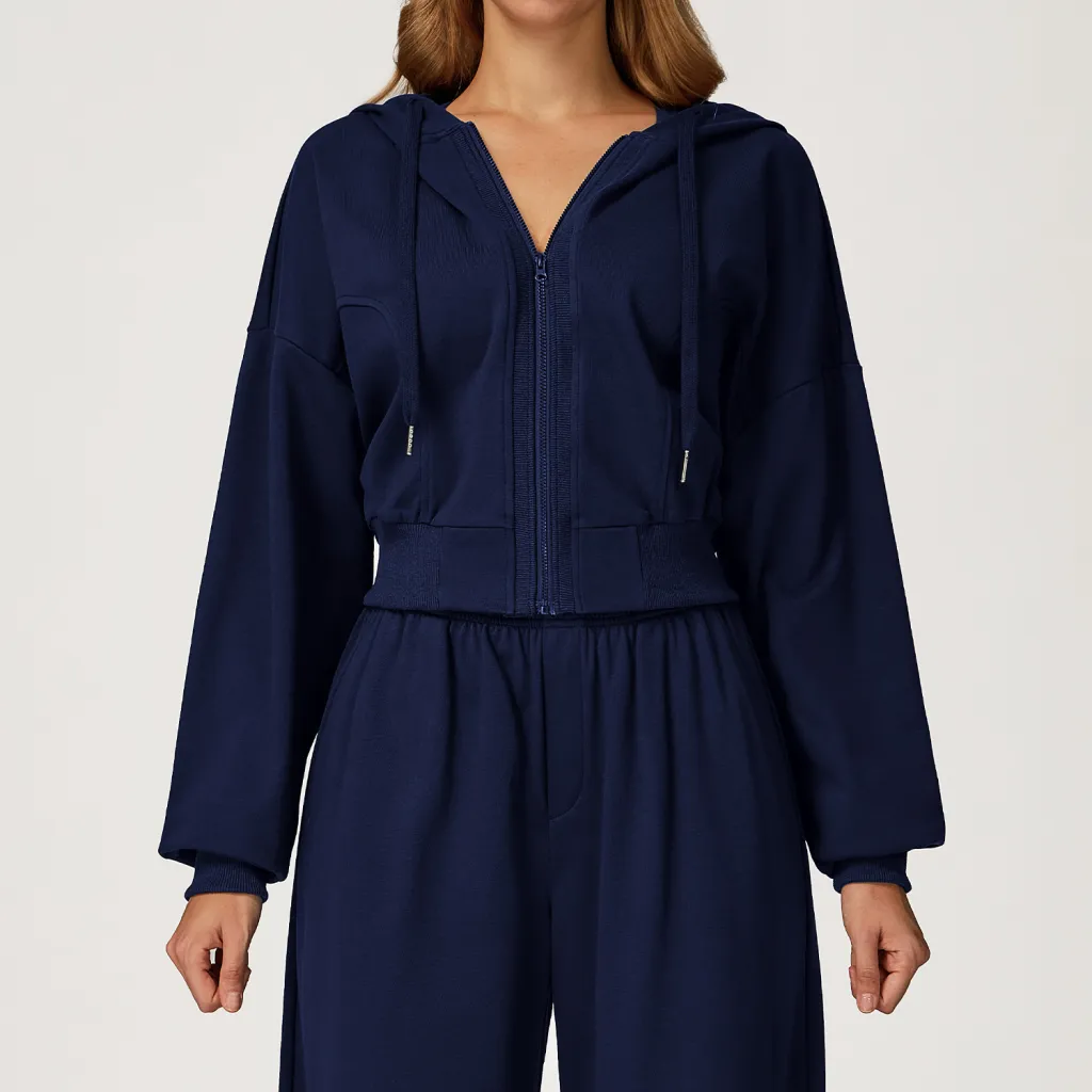 FallWinter Hoodie Zipper Windproof Warm All-matching - Blue