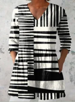 Printed Casual V-neck Women's Top - Vnsy01 Sx3048-L - View 1