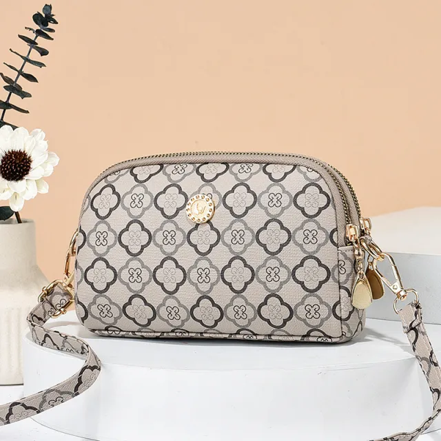 Color Block Patchwork Versatile ShoulderCrossbody Bag With Dual Zippers Khaki - Shop at LoveMi