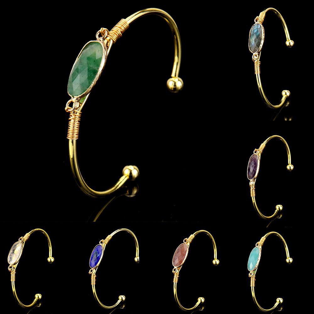 Crystal Stone Moonstone Gold-Edged Bracelet