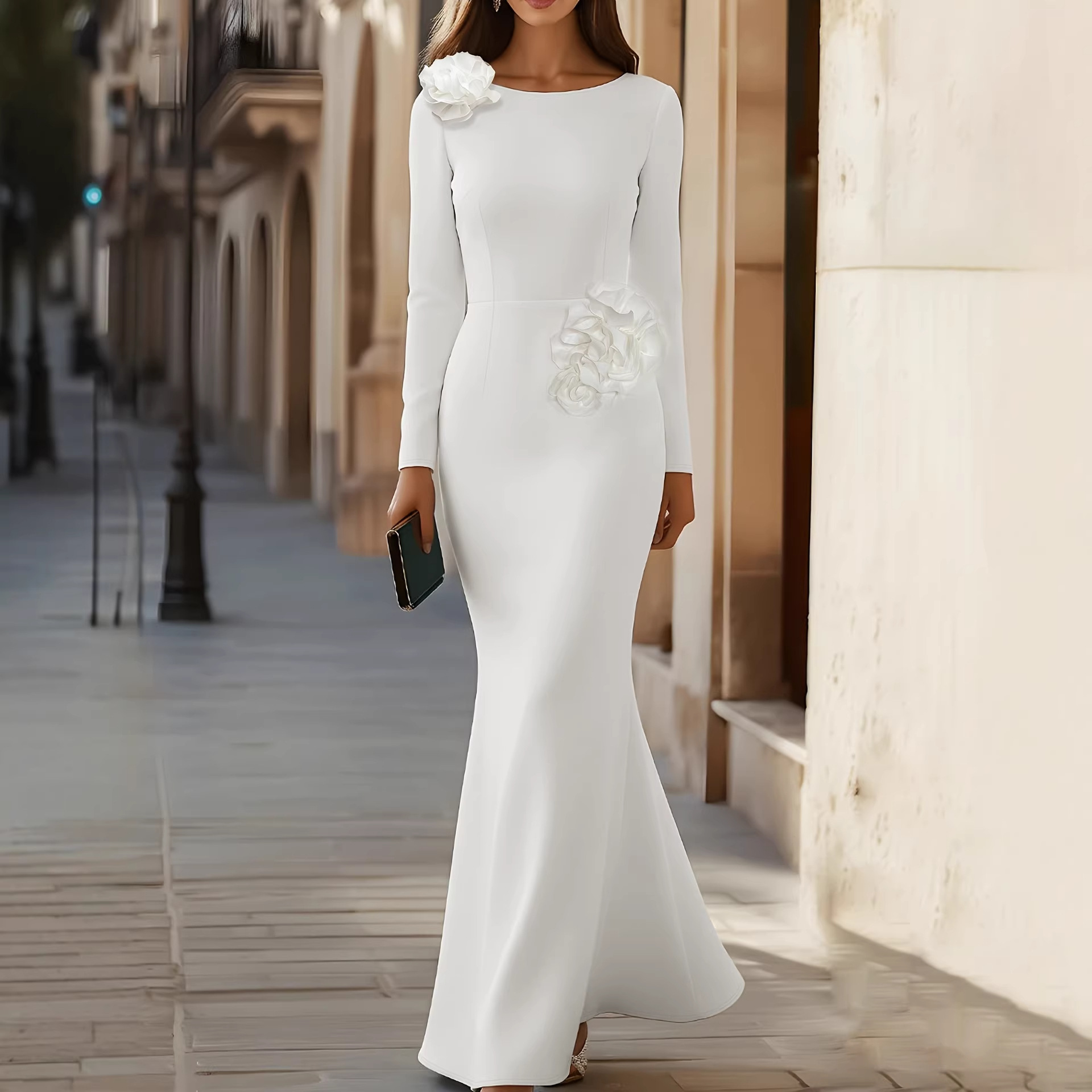 Three-dimensional Floral Bodycon Mermaid Dress