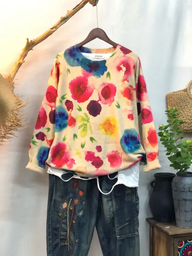 New Women's Loose fitting Round neck Sweater For Outerwear T370 - Shop at LoveMi