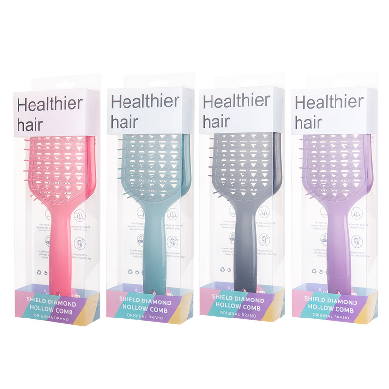 Diamond Hollow Shield Comb Hanging Hair Fluffy Comb - Image 2