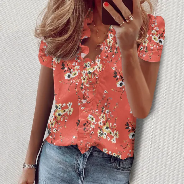 European And American Summer Ruffles Short Sleeve Slim Flower Print Figure 10 Xxl - Shop at LoveMi