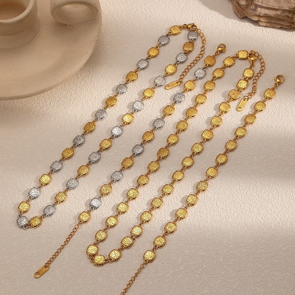 Fashionable Geometric Square Sequin Stainless Steel Necklace