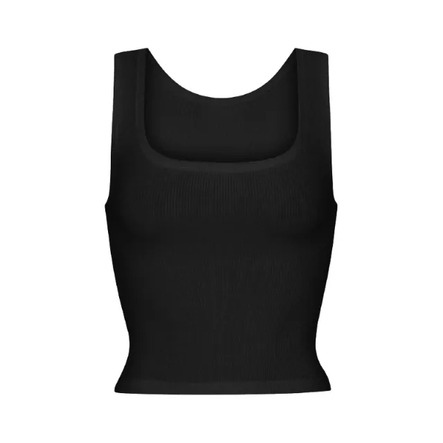 Athleisure Ribbed Knit Stretch Camisole With Straps Black - Shop at LoveMi