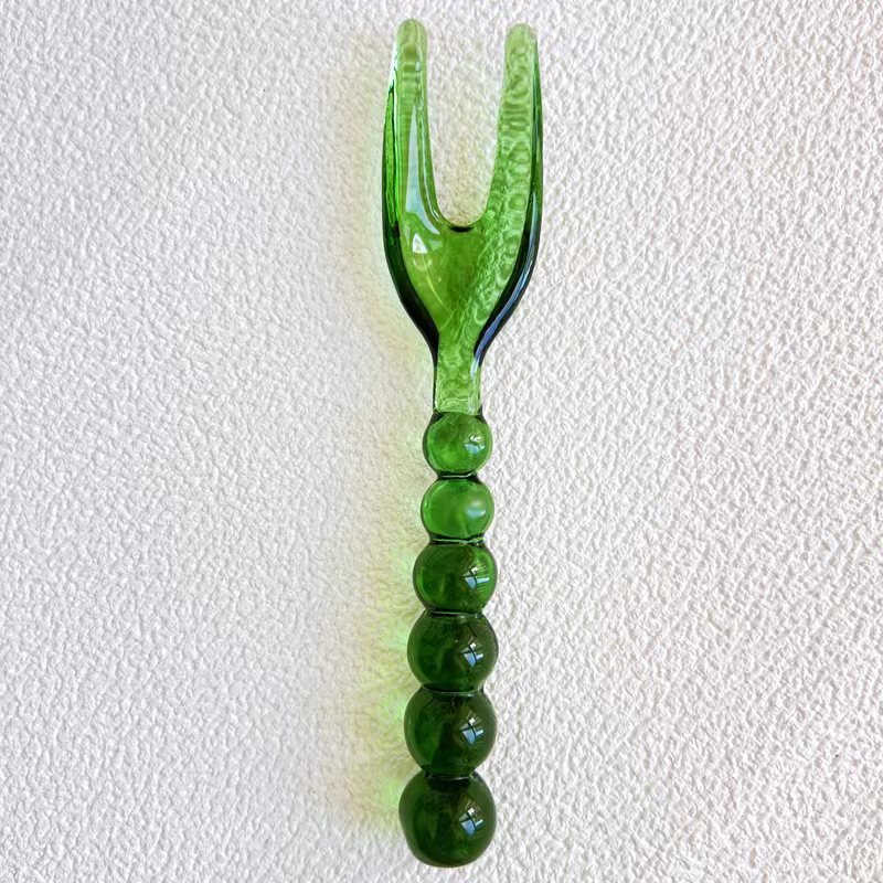 Green Glass Bead Fork