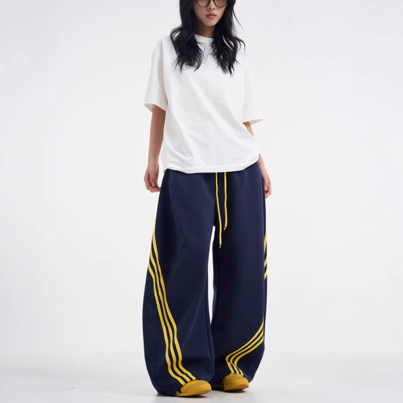 Matching Three Bars Machete Loose-fitting Wide-leg Trousers