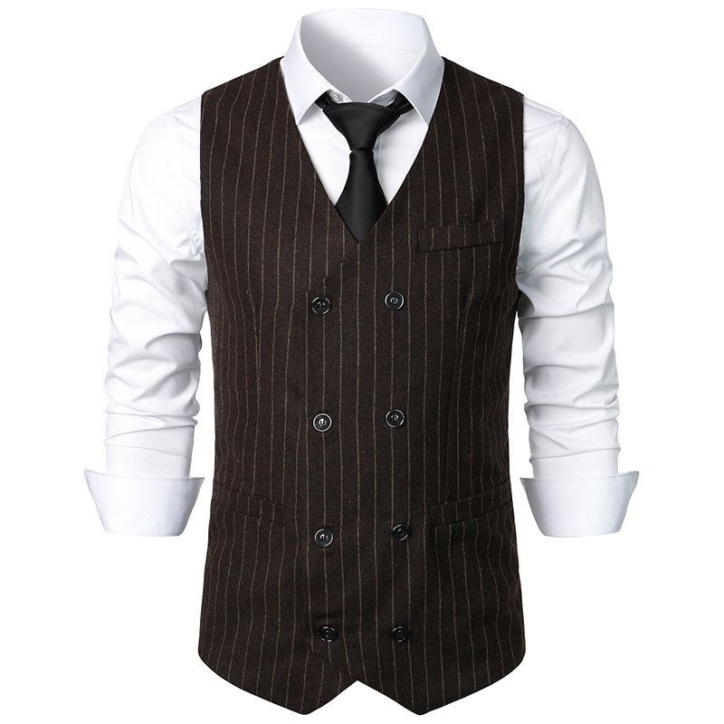 Men's Retro Casual Double Breasted Striped Vest thumbnail 8