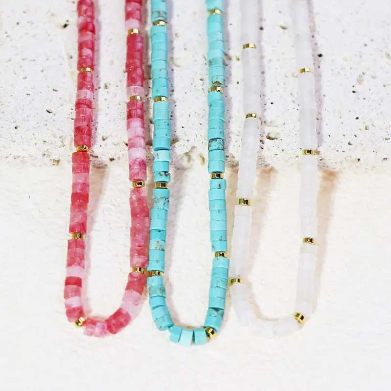 Womens Natural Crystal Abacus Bead Necklace