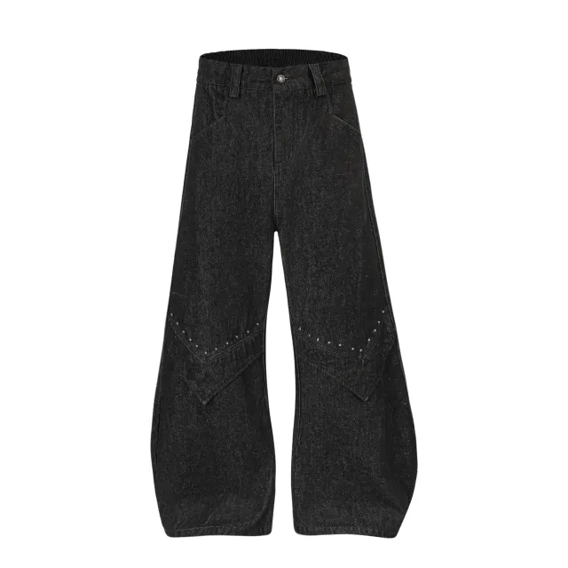 European And American Style Spring And Autumn American High Street Cleanfit Design Rivet Jeans Black - Shop at LoveMi