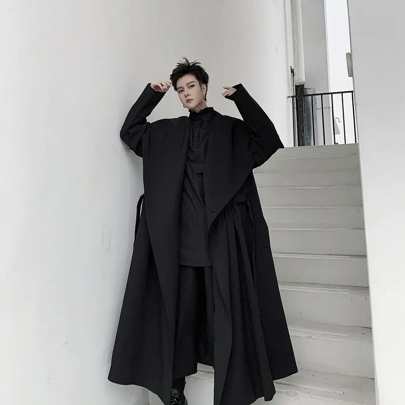 Long Coat Spring Oversized Lapel Trendy Dark-toned