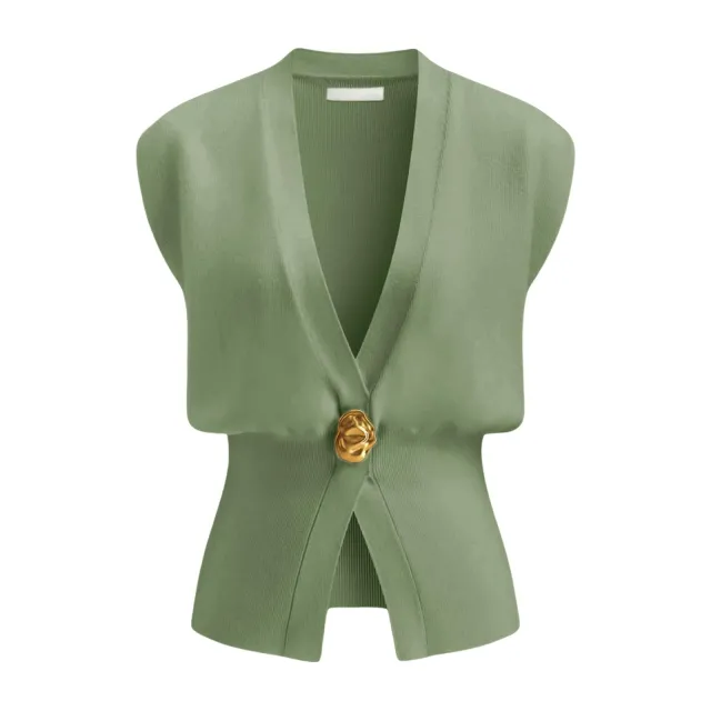 Women's Fashion V neck Button Sweater Cardigan Green - Shop at LoveMi