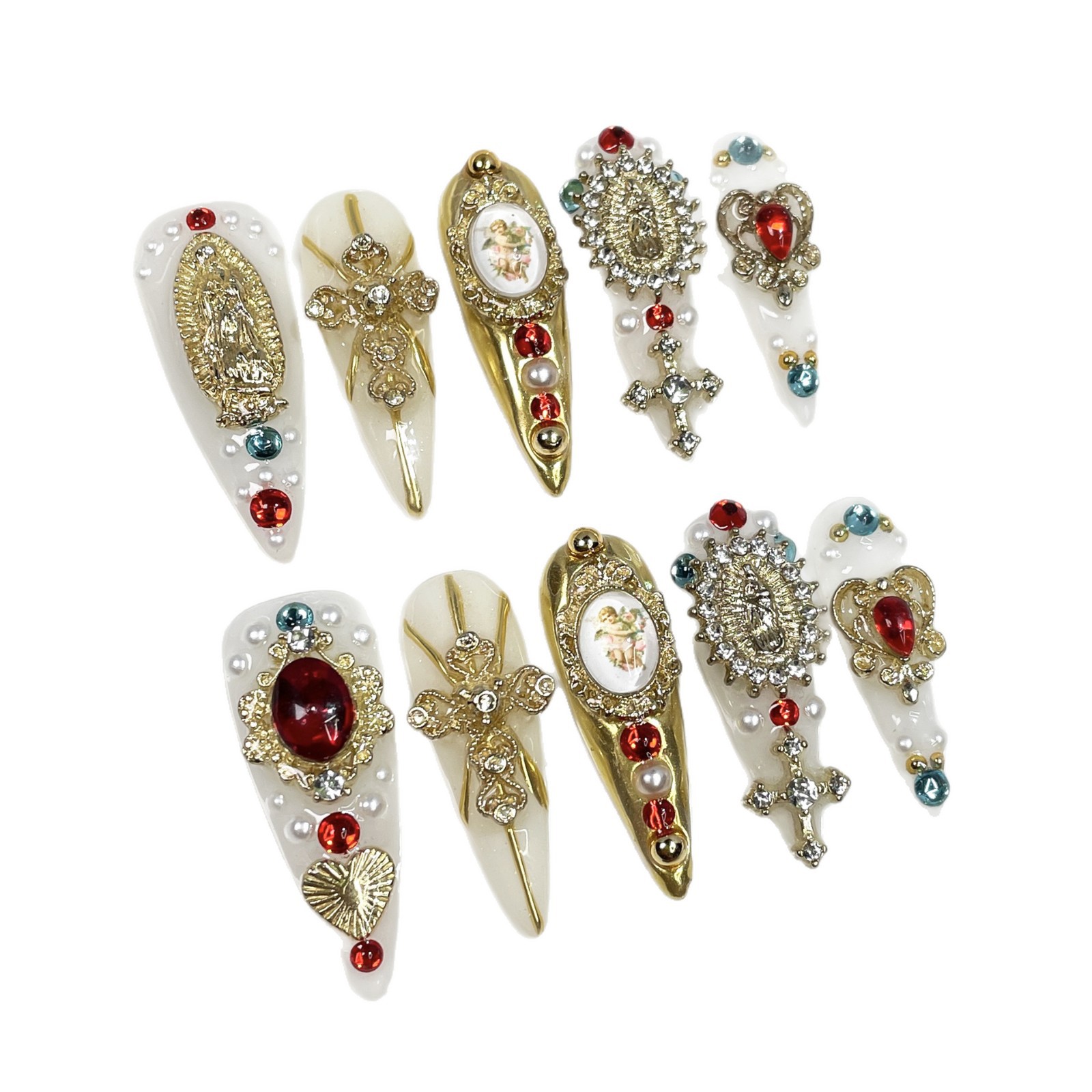 Luxurious Retro Religious Style Long Nail Stickers