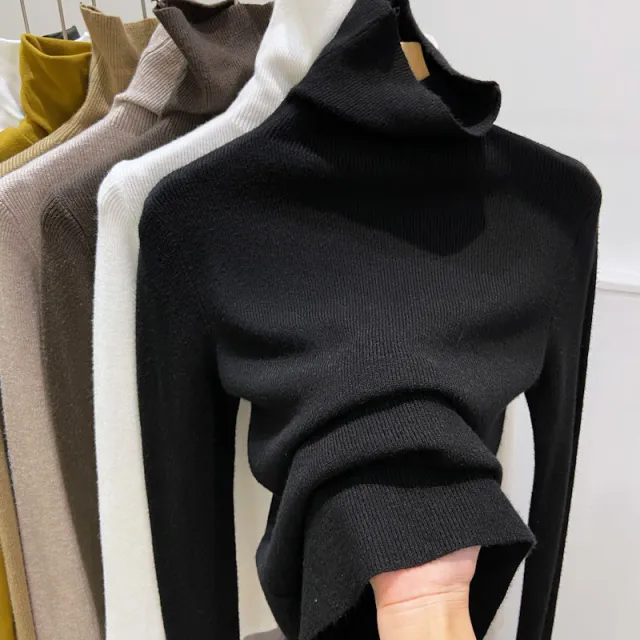 New Fallwinter High neck Base Sweater With A Cozy Layered Look Black - Shop at LoveMi